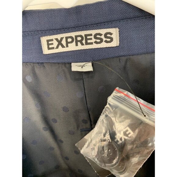 Express Fitted Blazer 44R Blue Wool NWT $328 Mens 2 Button Single Vent 7769 - Picture 10 of 10